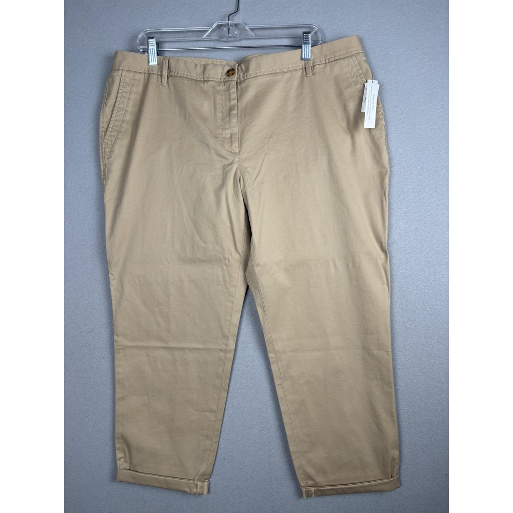 Talbots Chino Pants Womens 16WP Khaki Tan Relaxed Supersoft Plus Petite Ankle